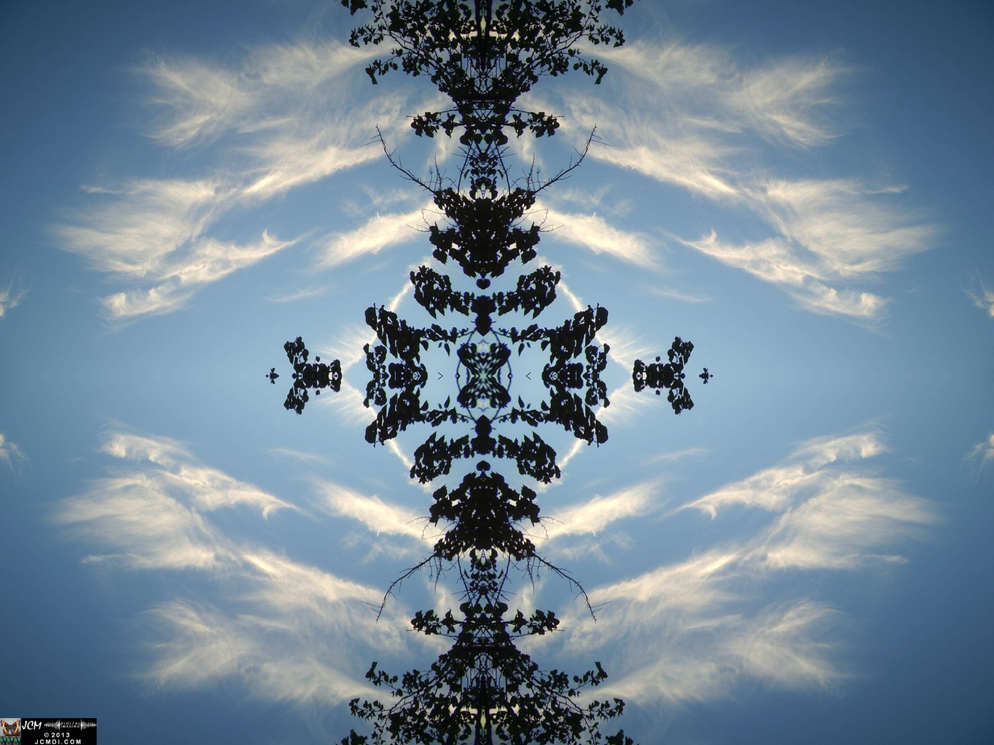 Beautiful high clouds quadroscopic composited image